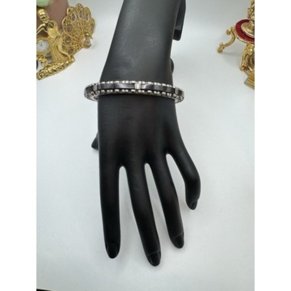 Brighton Whit Black Acrylic Inlay Bracelet Silver Plated (Read)